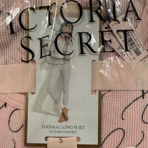 NWT Victoria's Secret Pink Script Thermal Pajama Set - Picture 2 of 5